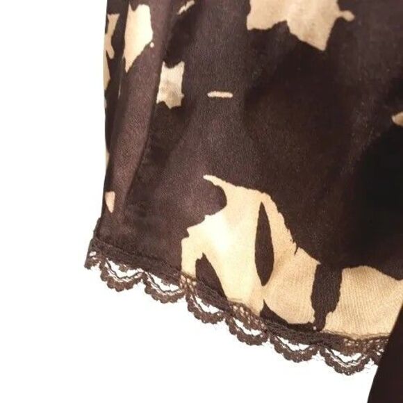 APOSTROPHE Skirt Size 8 Brown Tan Cream Graphic Pattern Lined Lace Hem - Picture 4 of 9